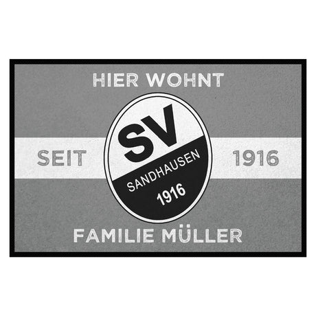 Design Fußmatten für echte SVS-Fans: Hier wohnt Familie XY | Mittelgrau/Weiß