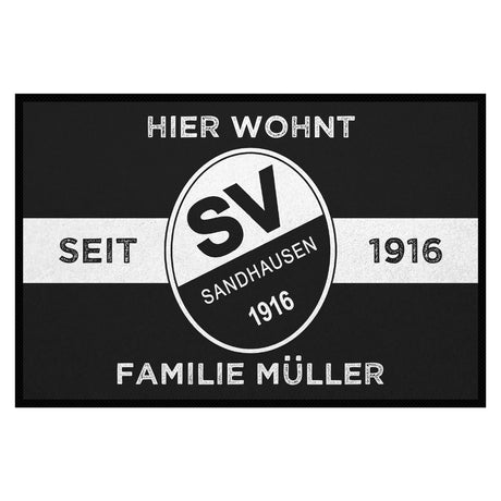 Design Fußmatten für echte SVS-Fans: Hier wohnt Familie XY | Schwarz/Weiß