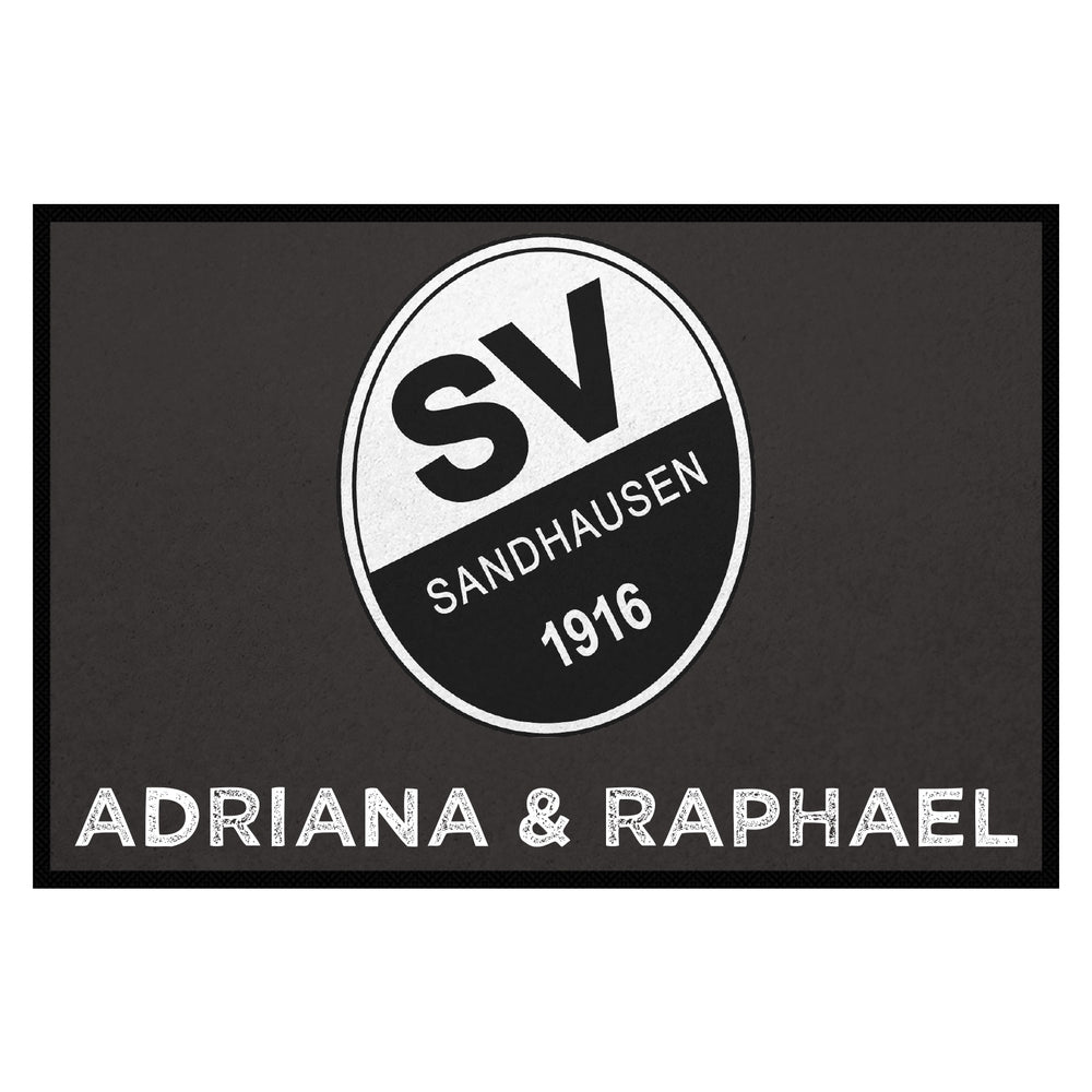 Fußmatte SVS-FANMATTE - Design "Logo mit Name" - personalisierbar | Schiefer/Weiß