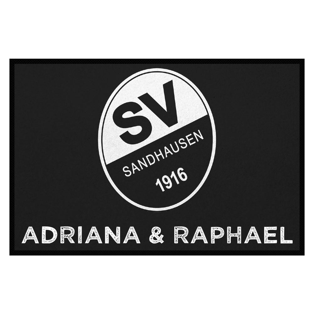 Fußmatte SVS-FANMATTE - Design "Logo mit Name" - personalisierbar | Schwarz/Weiß