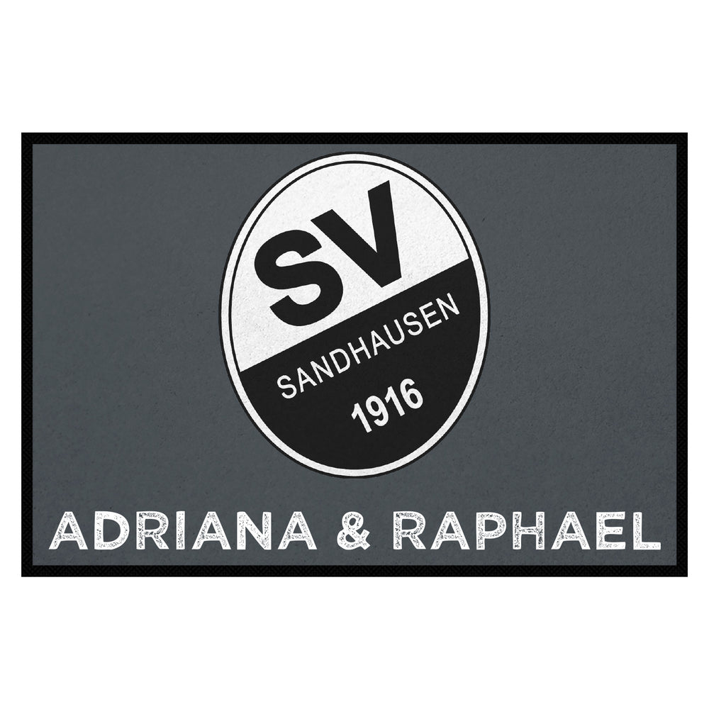 Fußmatte SVS-FANMATTE - Design "Logo mit Name" - personalisierbar | Dunkelgrau/Weiß
