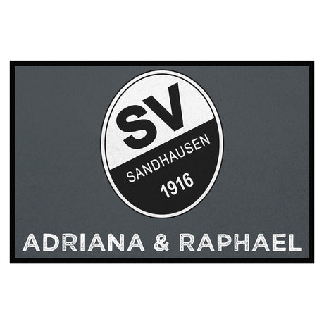 Fußmatte SVS-FANMATTE - Design "Logo mit Name" - personalisierbar | Dunkelgrau/Weiß