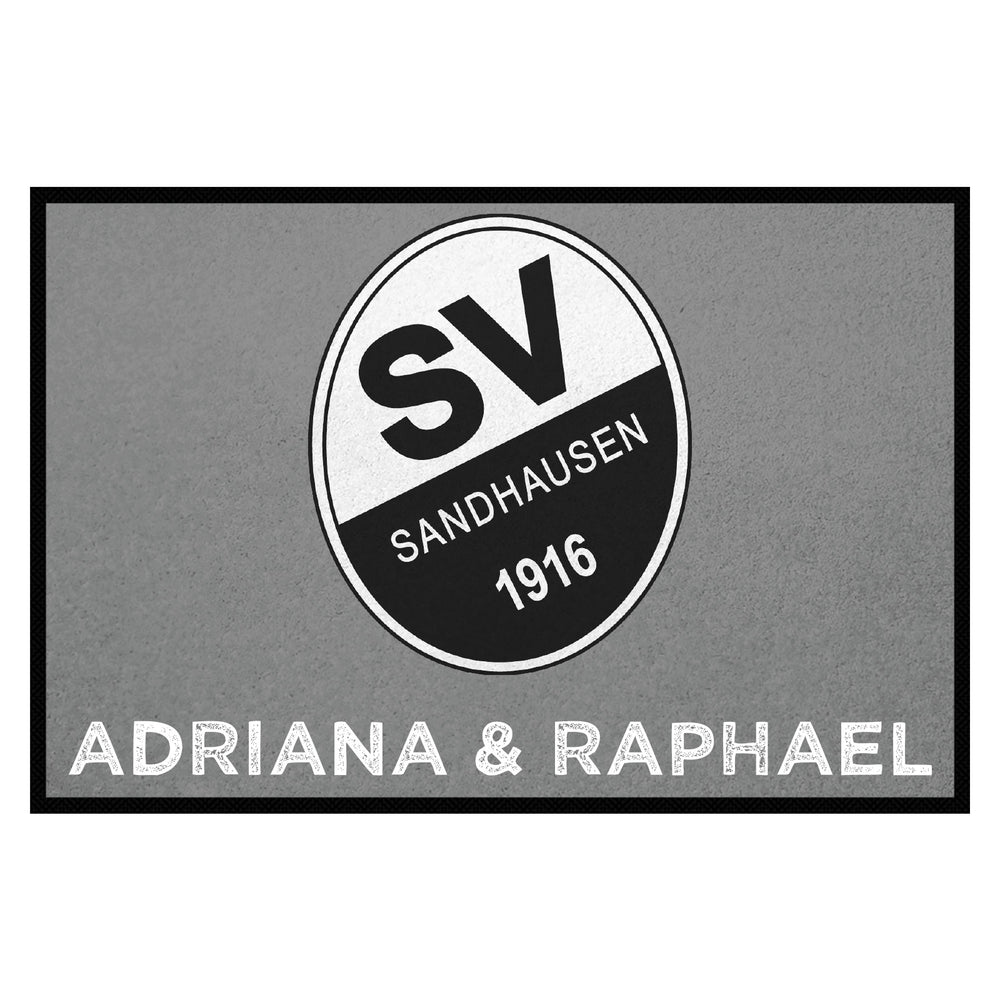 Fußmatte SVS-FANMATTE - Design "Logo mit Name" - personalisierbar | Mittelgrau/Weiß