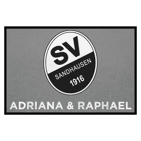 Fußmatte SVS-FANMATTE - Design "Logo mit Name" - personalisierbar | Mittelgrau/Weiß